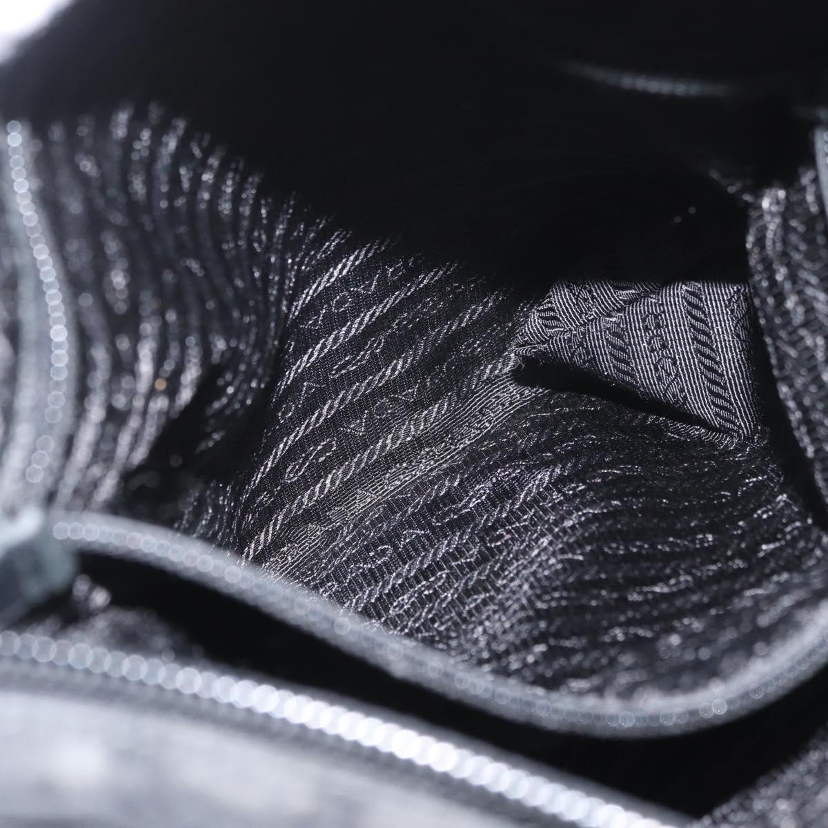 PRADA Shoulder Bag Nylon Black Silver Auth bs33911