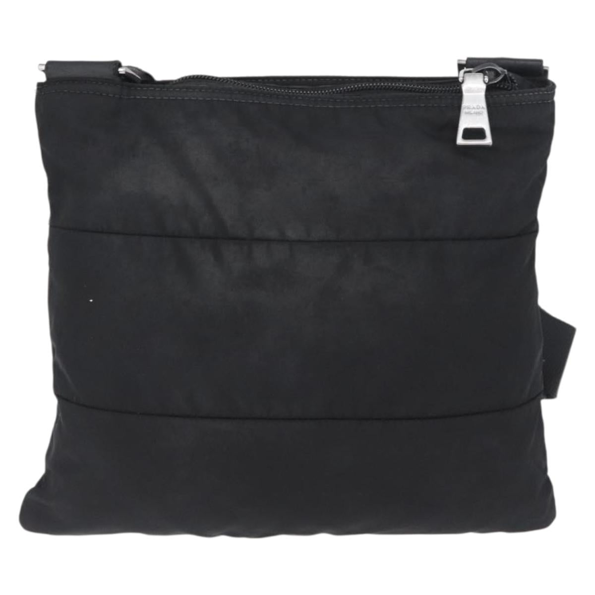 PRADA Shoulder Bag Nylon Black Silver Auth bs33911