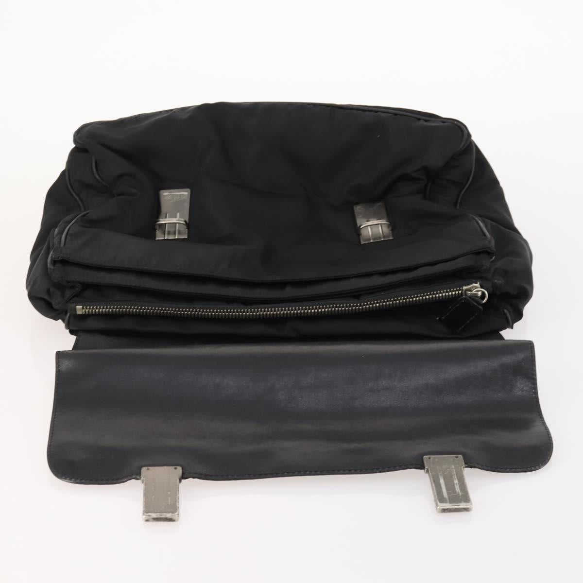 PRADA Hand Bag Nylon Black Silver Auth bs33914