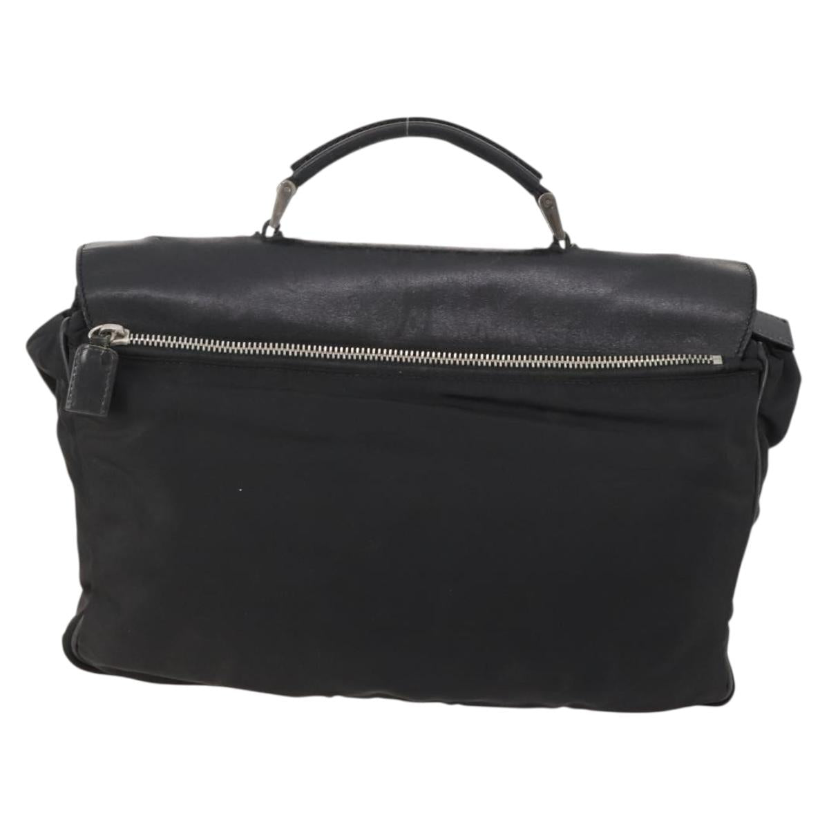 PRADA Hand Bag Nylon Black Silver Auth bs33914