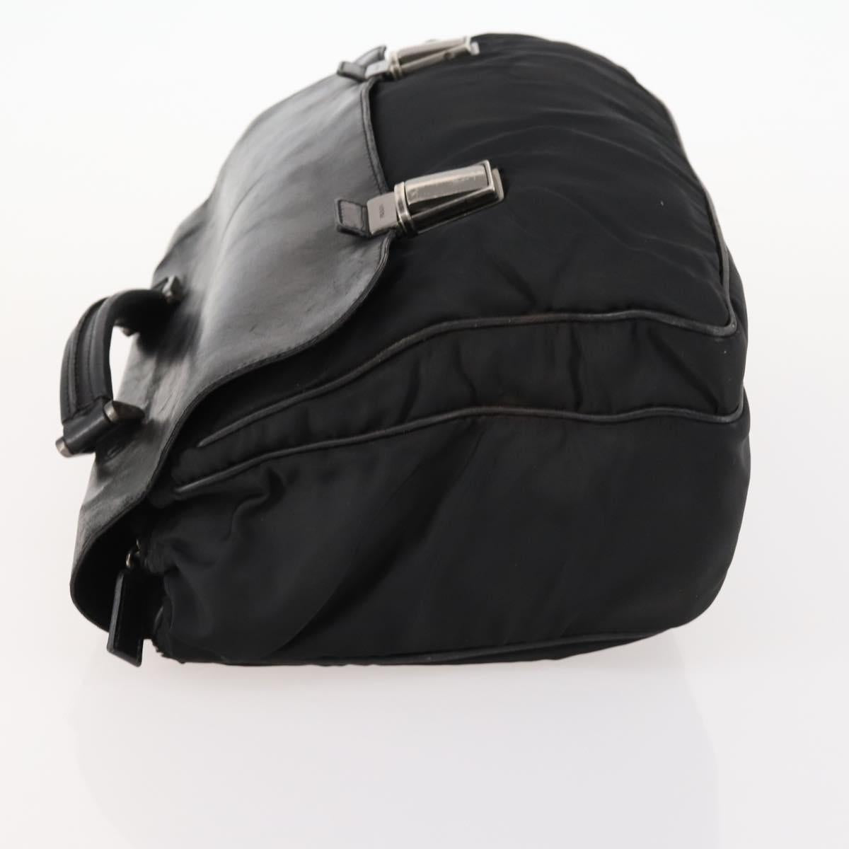PRADA Hand Bag Nylon Black Silver Auth bs33914
