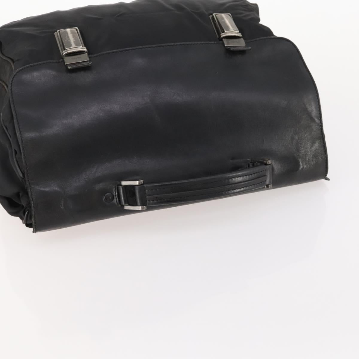 PRADA Hand Bag Nylon Black Silver Auth bs33914