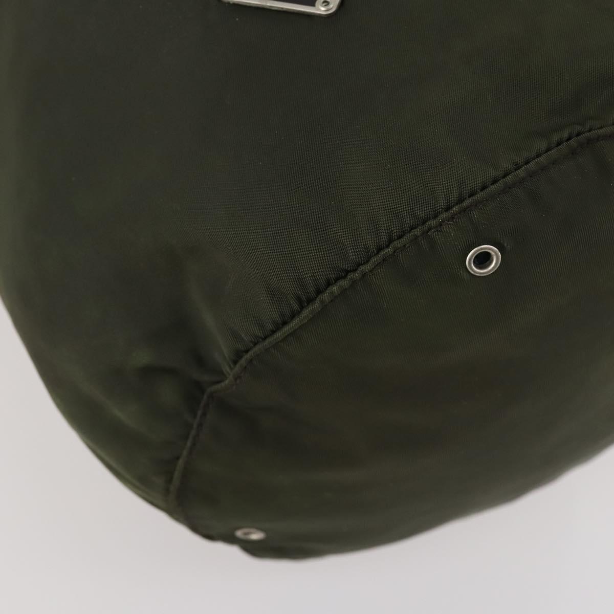 PRADA Shoulder Bag Nylon Khaki Silver Auth bs33915