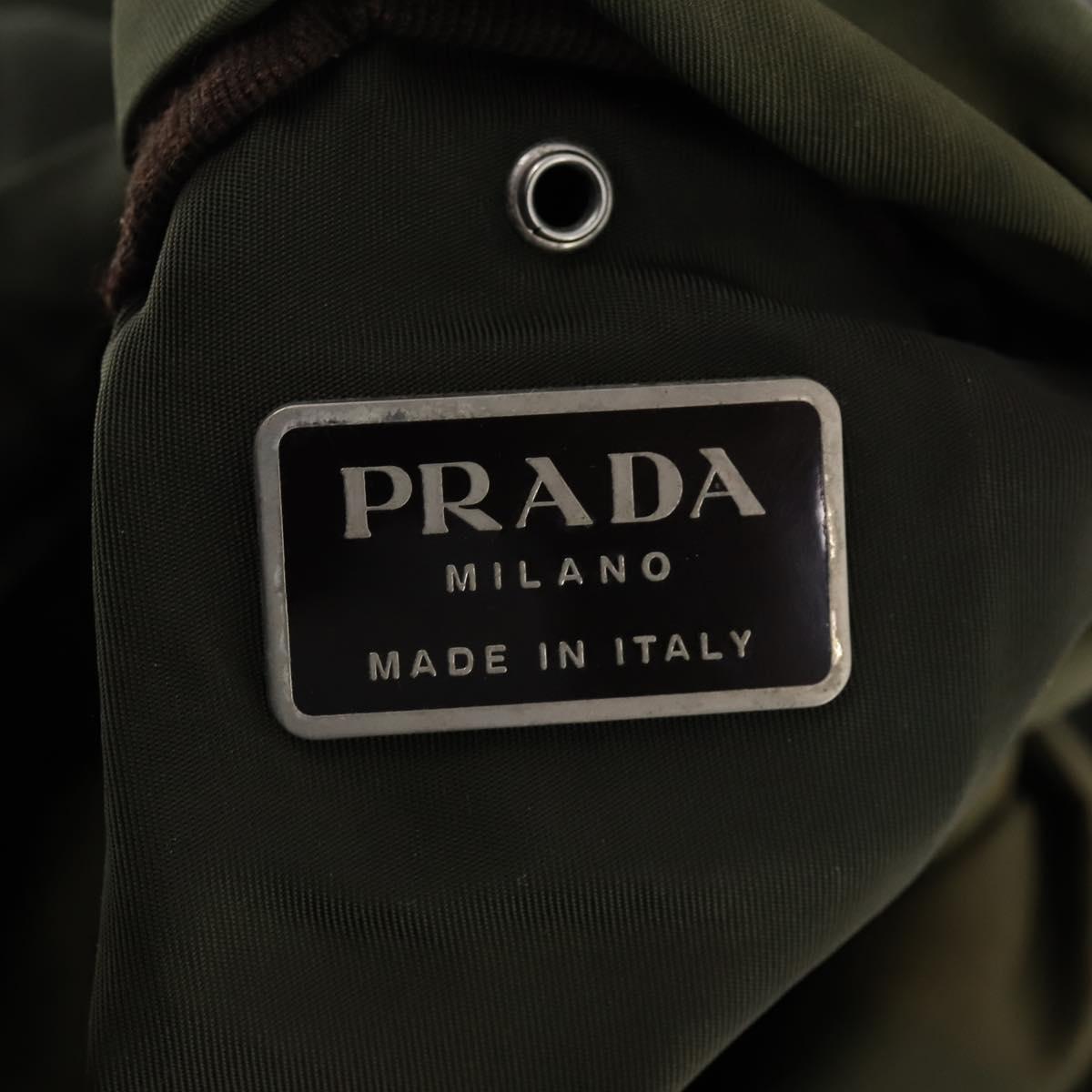PRADA Shoulder Bag Nylon Khaki Silver Auth bs33915