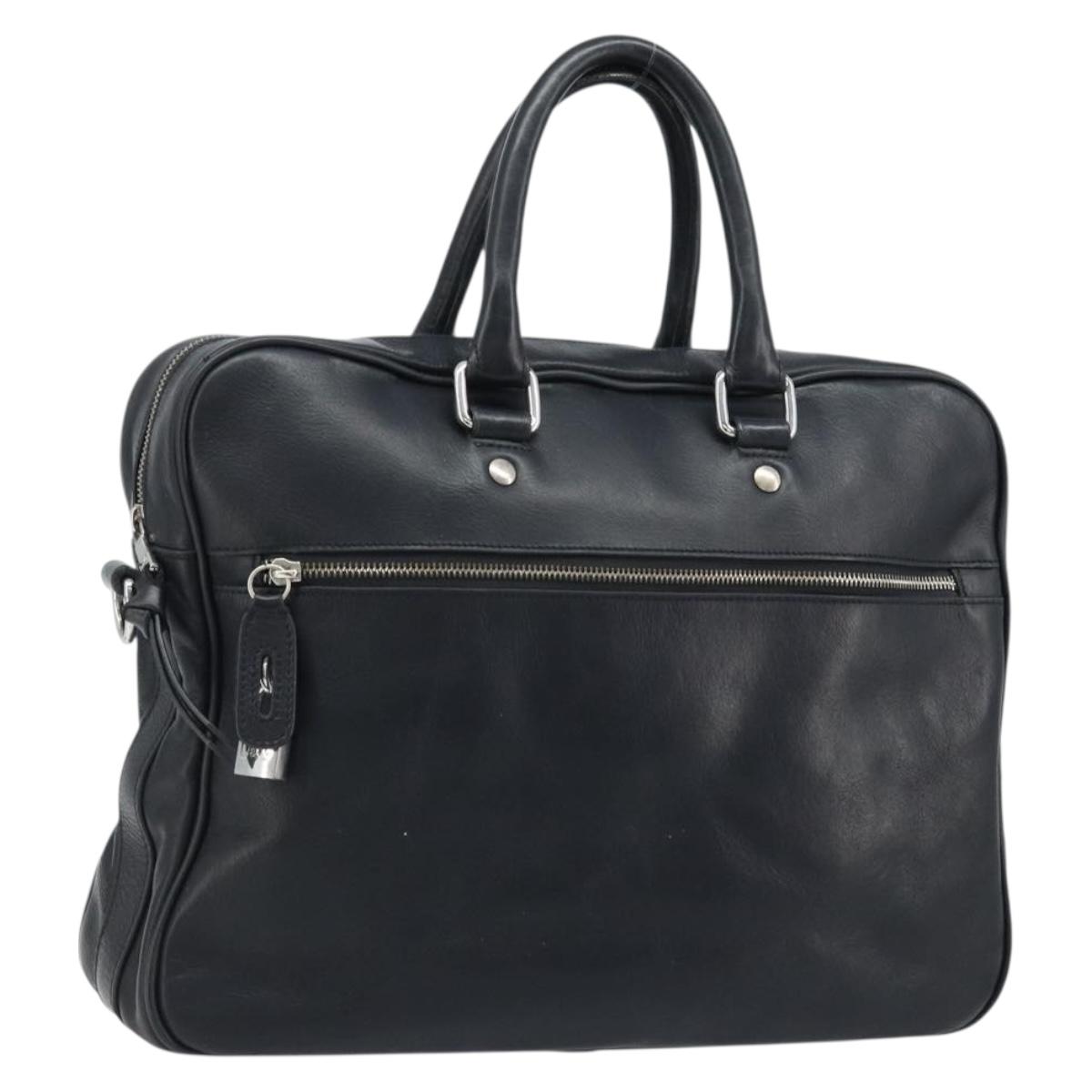 DOLCE&GABBANA Hand Bag Leather Silver Black Auth bs33923