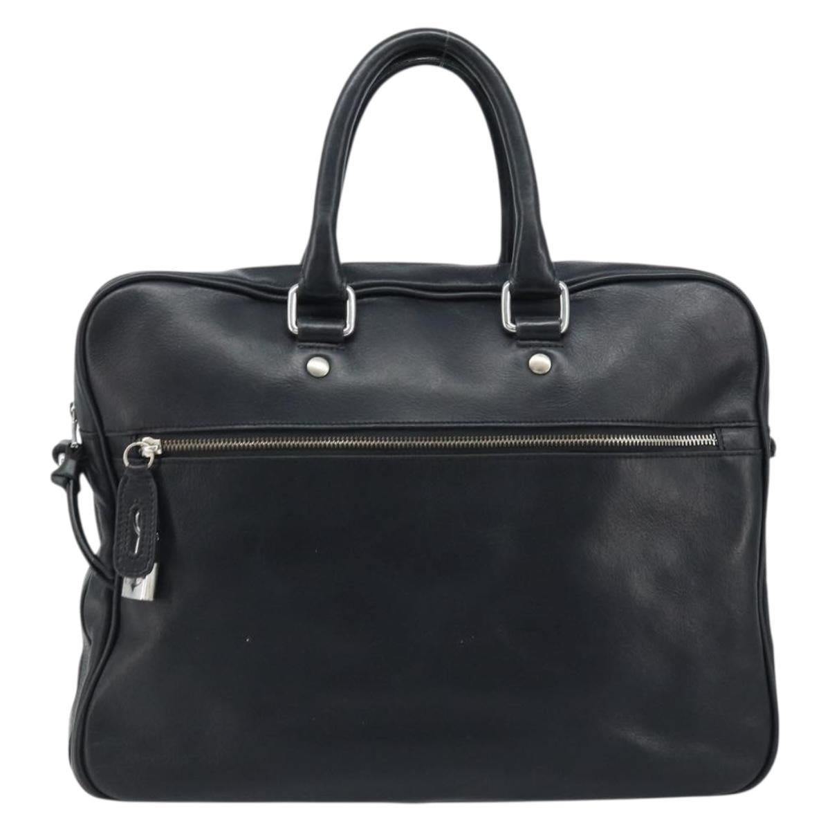 DOLCE&GABBANA Hand Bag Leather Silver Black Auth bs33923