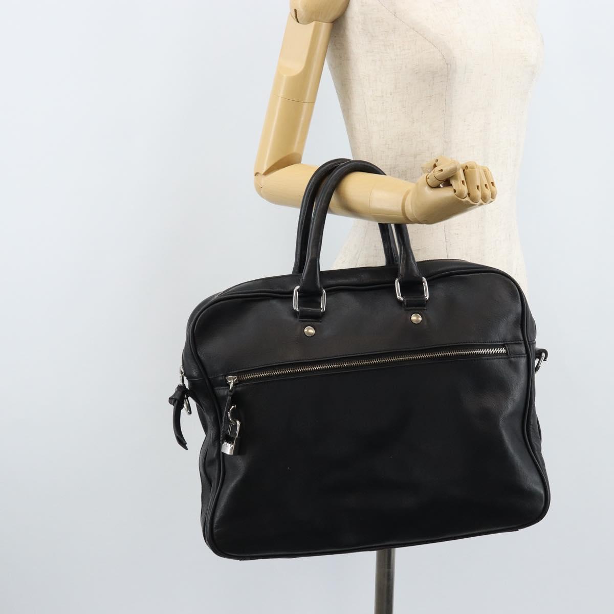 DOLCE&GABBANA Hand Bag Leather Silver Black Auth bs33923