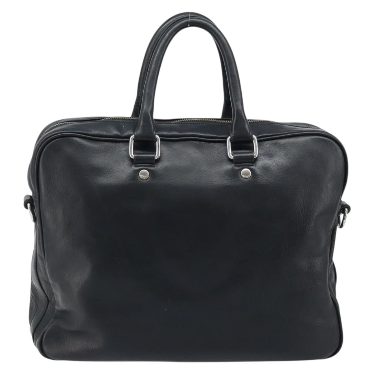 DOLCE&GABBANA Hand Bag Leather Silver Black Auth bs33923