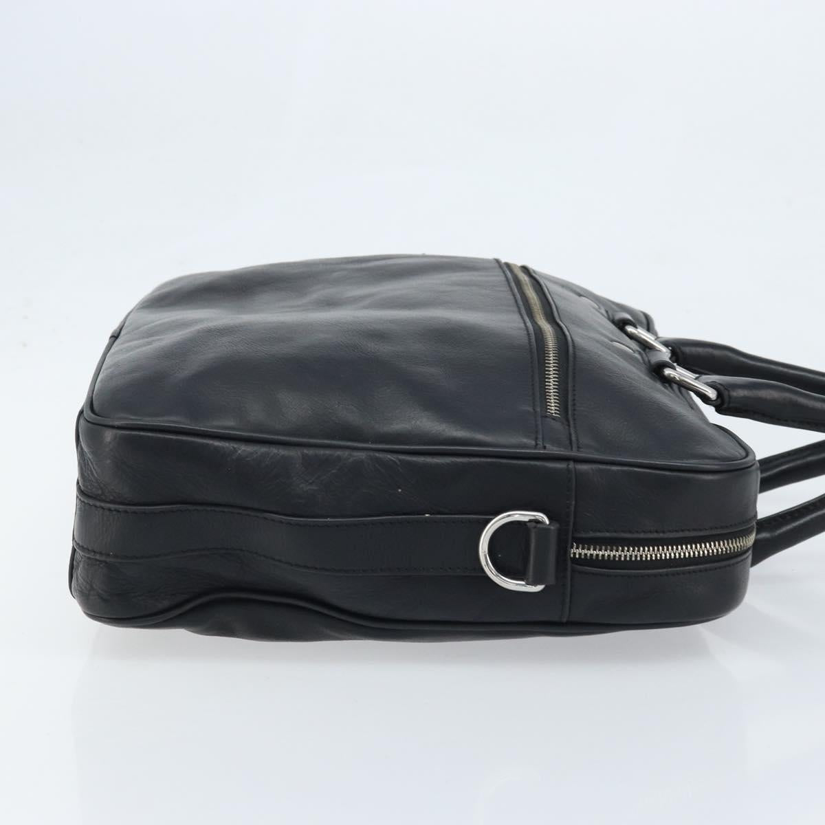 DOLCE&GABBANA Hand Bag Leather Silver Black Auth bs33923