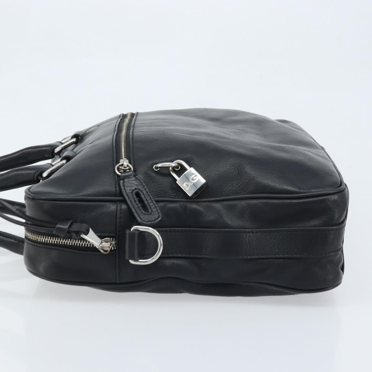 DOLCE&GABBANA Hand Bag Leather Silver Black Auth bs33923