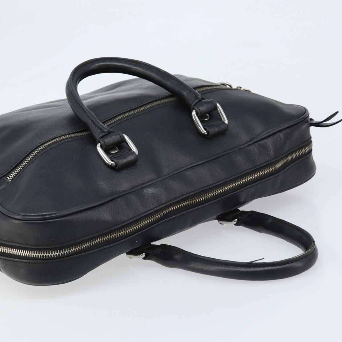 DOLCE&GABBANA Hand Bag Leather Silver Black Auth bs33923