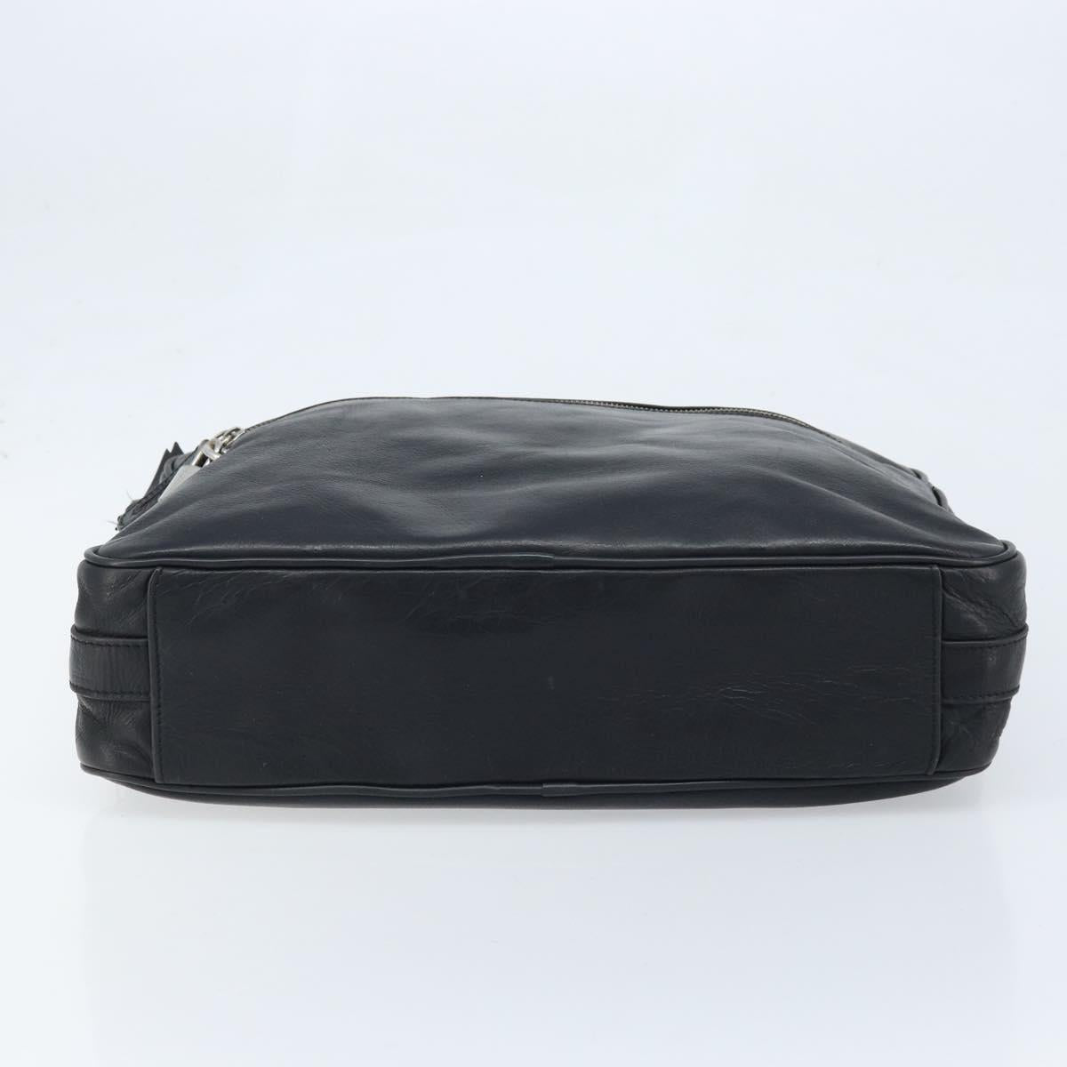 DOLCE&GABBANA Hand Bag Leather Silver Black Auth bs33923