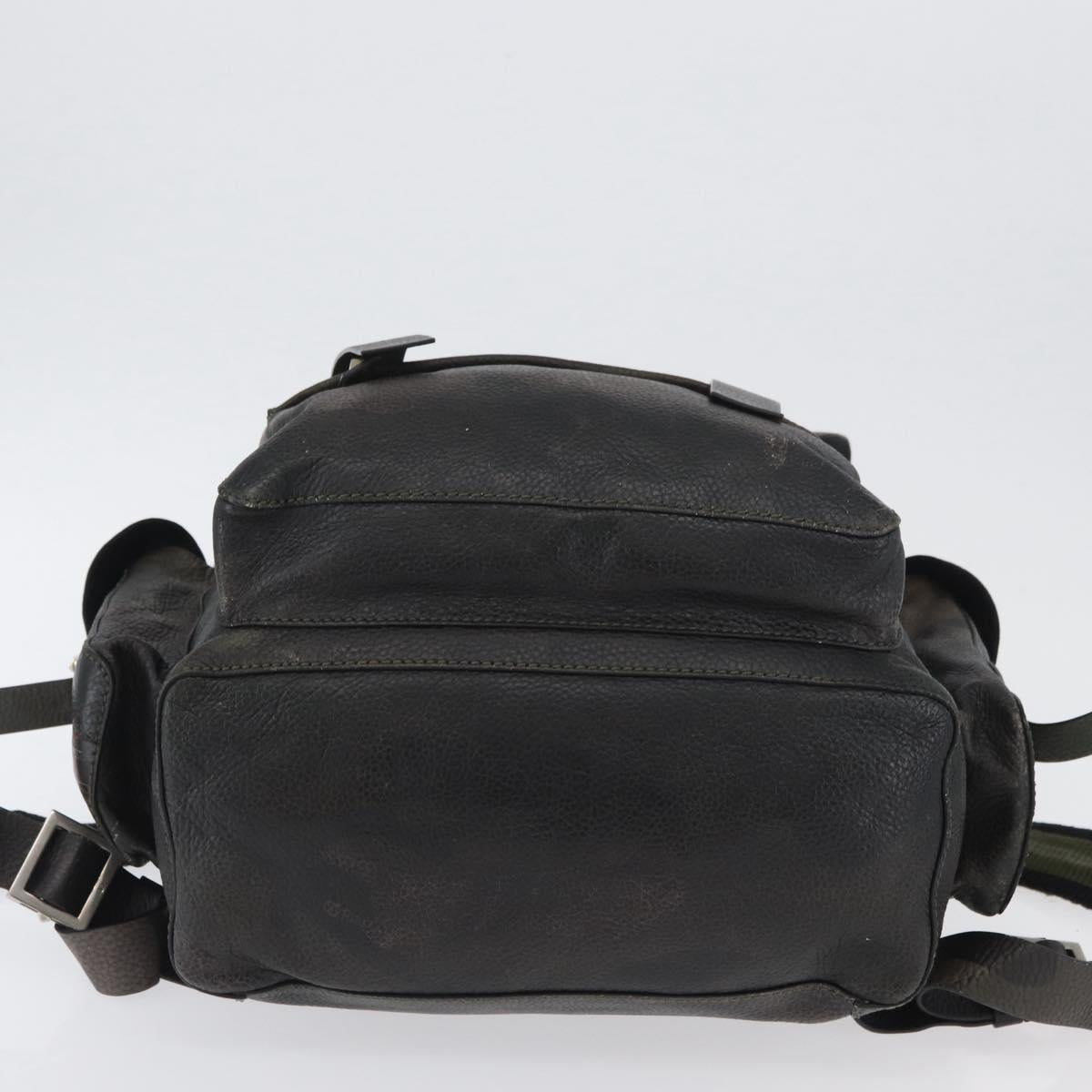VALENTINO Backpack Leather Khaki Auth bs33924