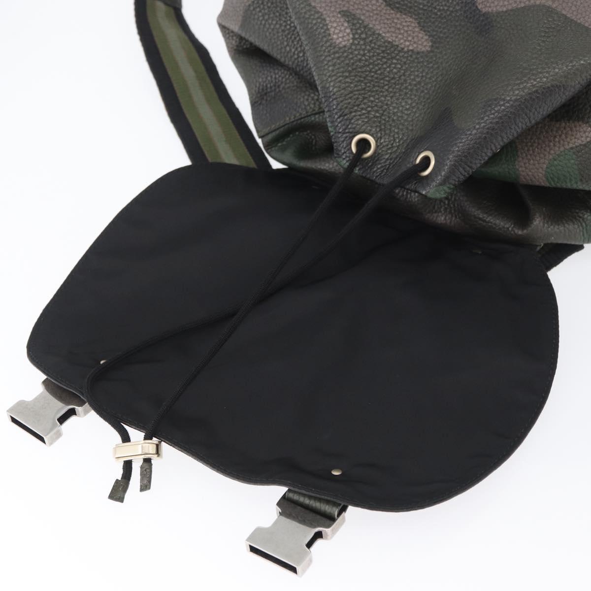 VALENTINO Backpack Leather Khaki Auth bs33924