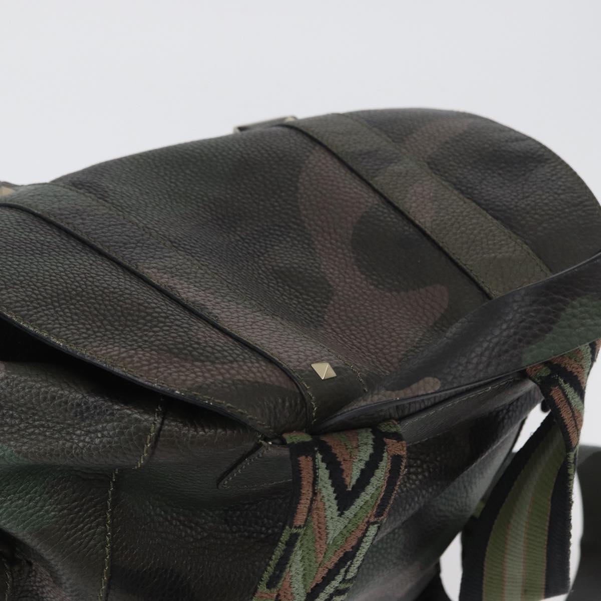 VALENTINO Backpack Leather Khaki Auth bs33924