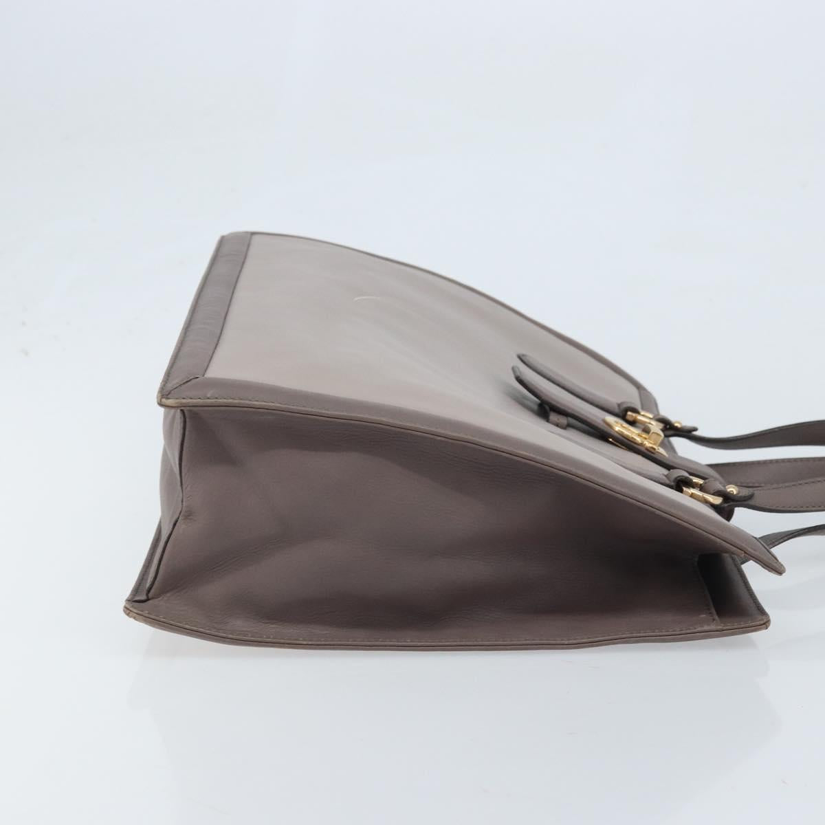 Salvatore Ferragamo Tote Bag Leather Gray Gold Auth bs33929