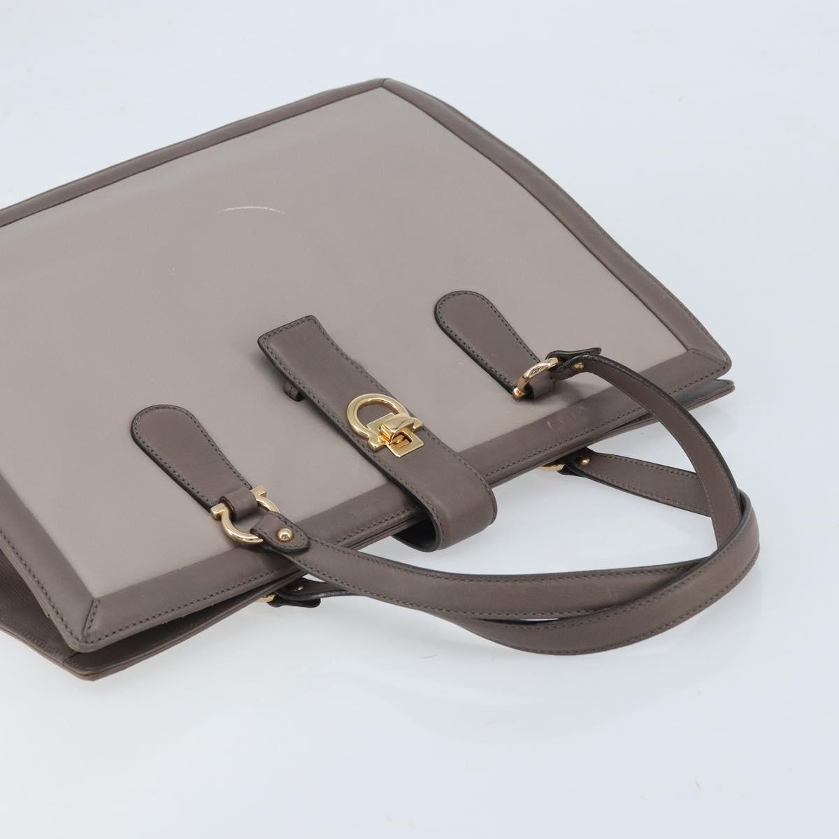 Salvatore Ferragamo Tote Bag Leather Gray Gold Auth bs33929