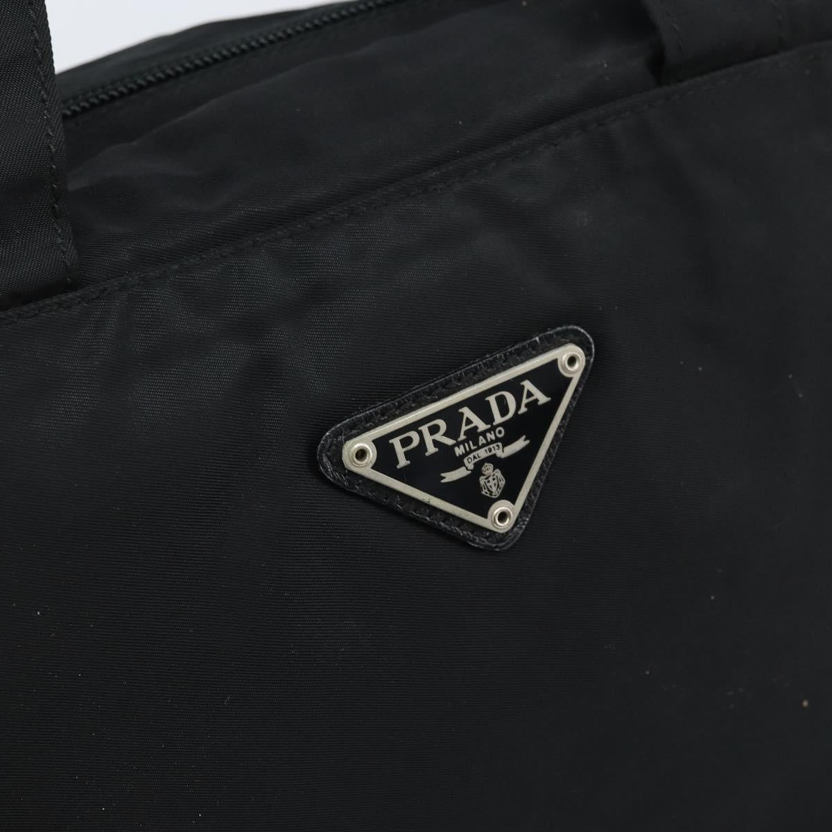 PRADA Hand Bag Nylon Silver Black Auth bs33931