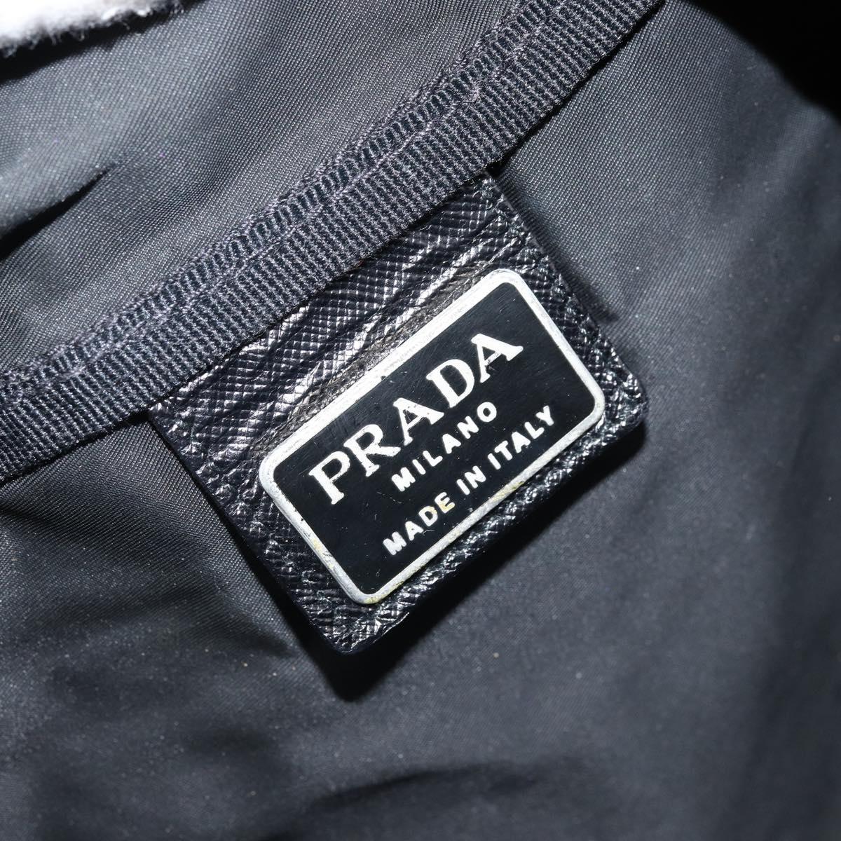 PRADA Hand Bag Nylon Silver Black Auth bs33931