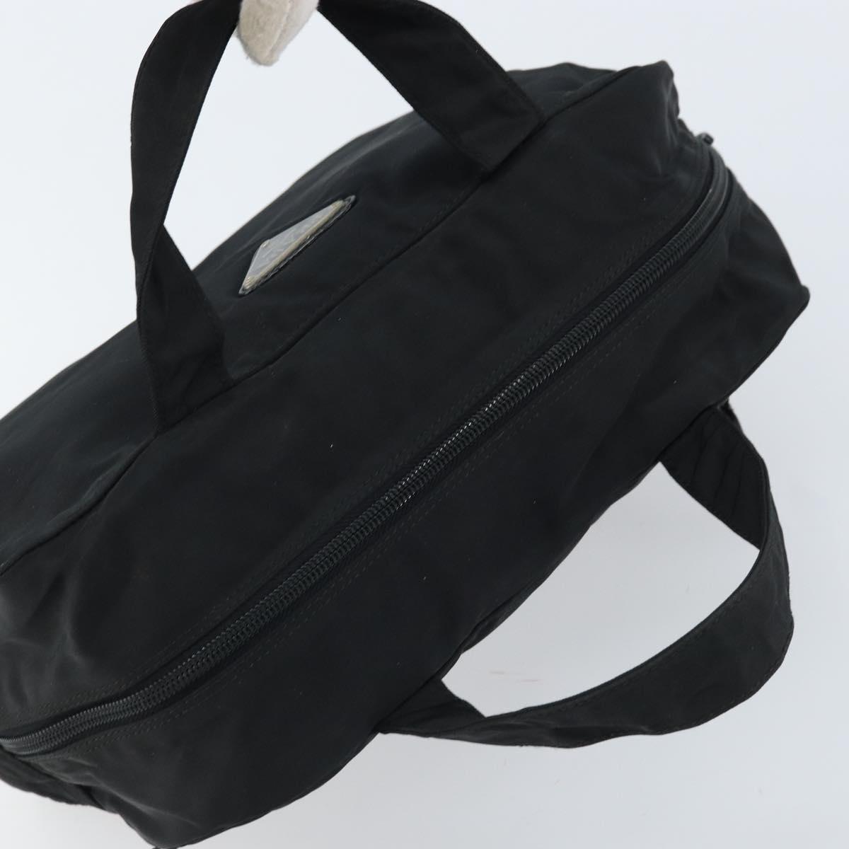 PRADA Hand Bag Nylon Silver Black Auth bs33931
