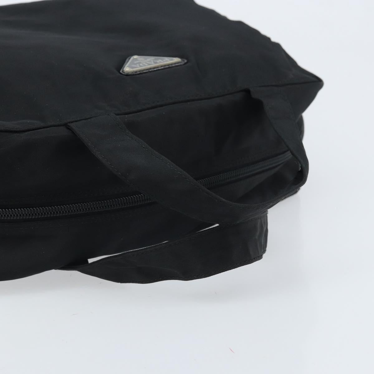 PRADA Hand Bag Nylon Silver Black Auth bs33931