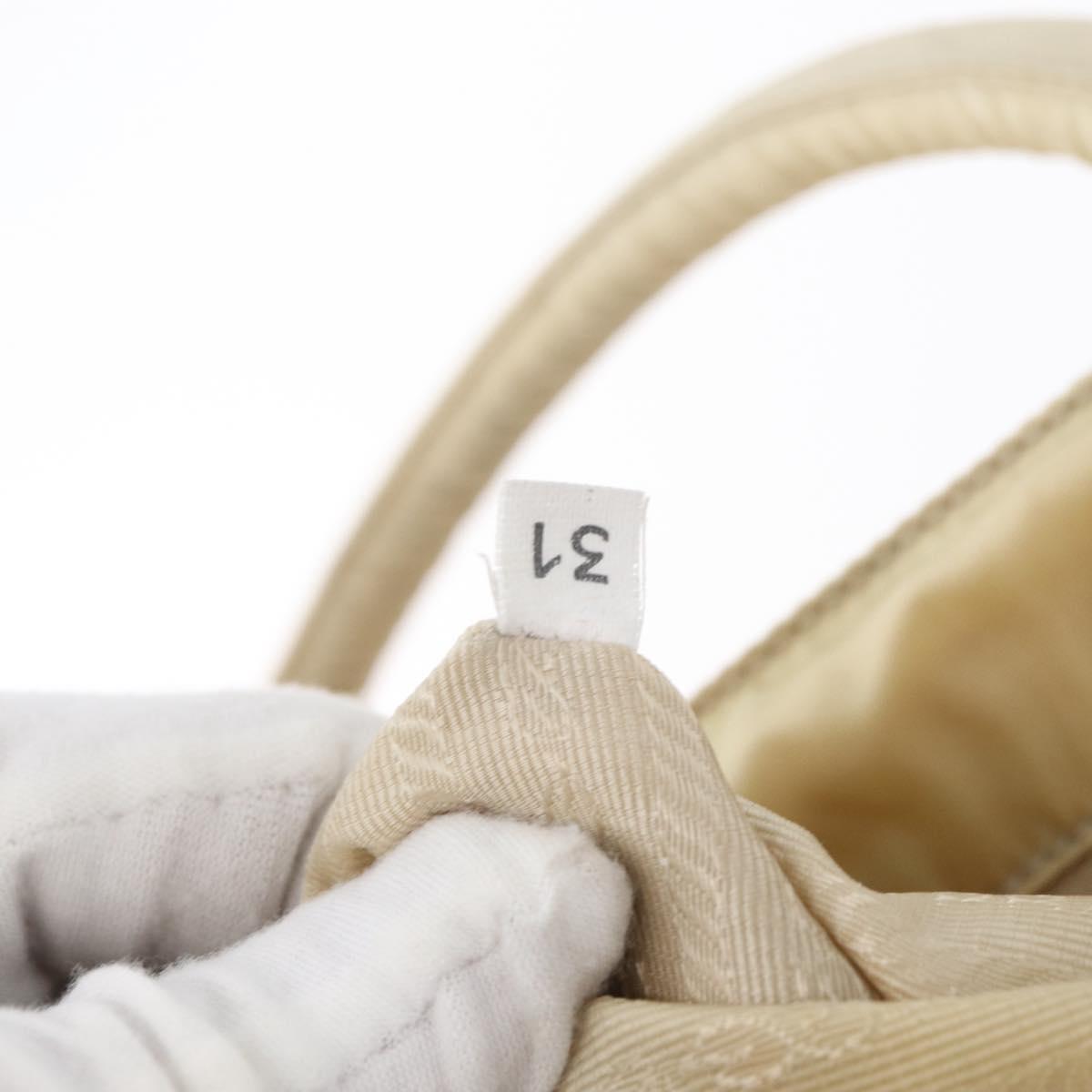 PRADA Hand Bag Nylon Silver Beige Auth bs33932