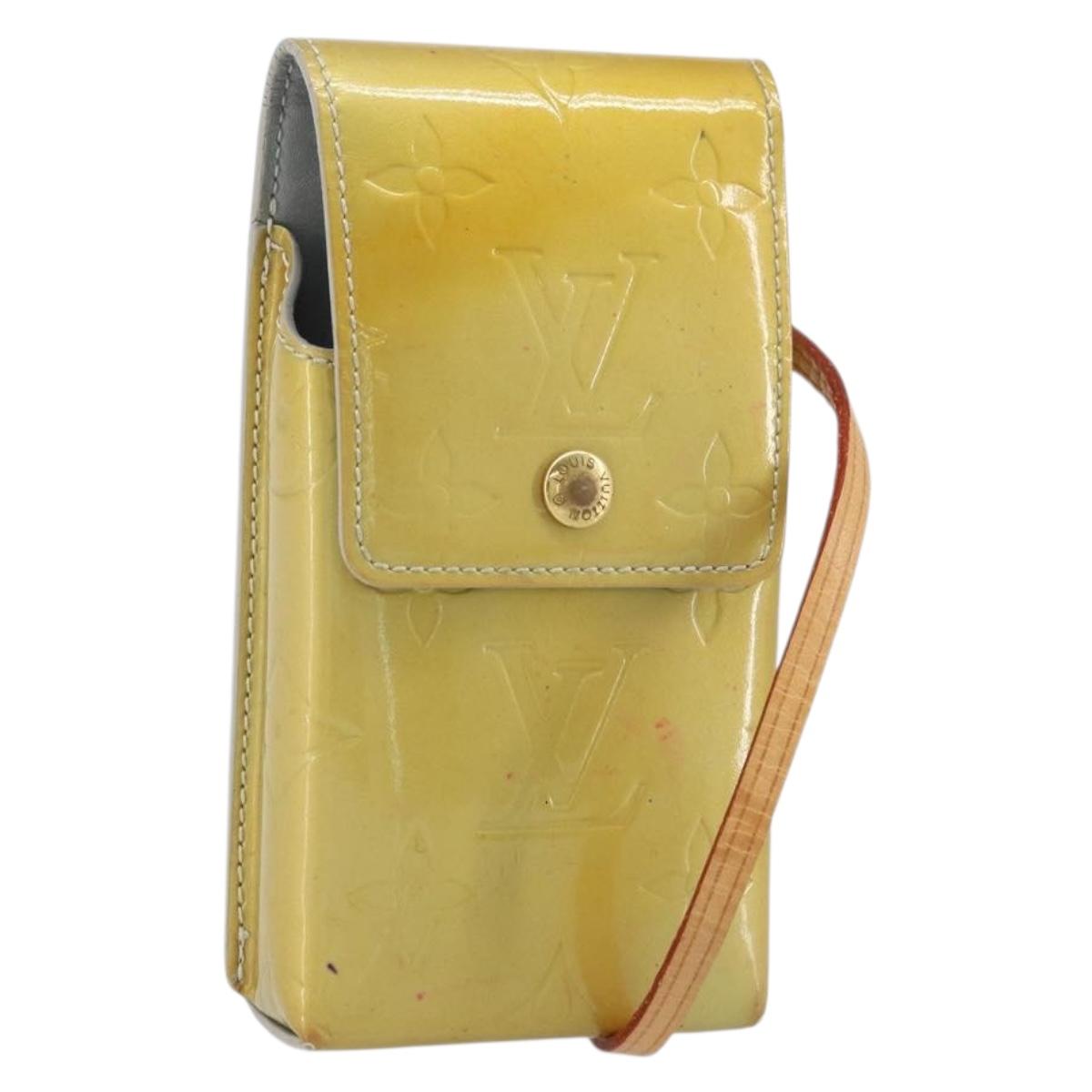 LOUIS VUITTON Monogram Vernis Green Cigarette Case Gris LV Auth bs33952