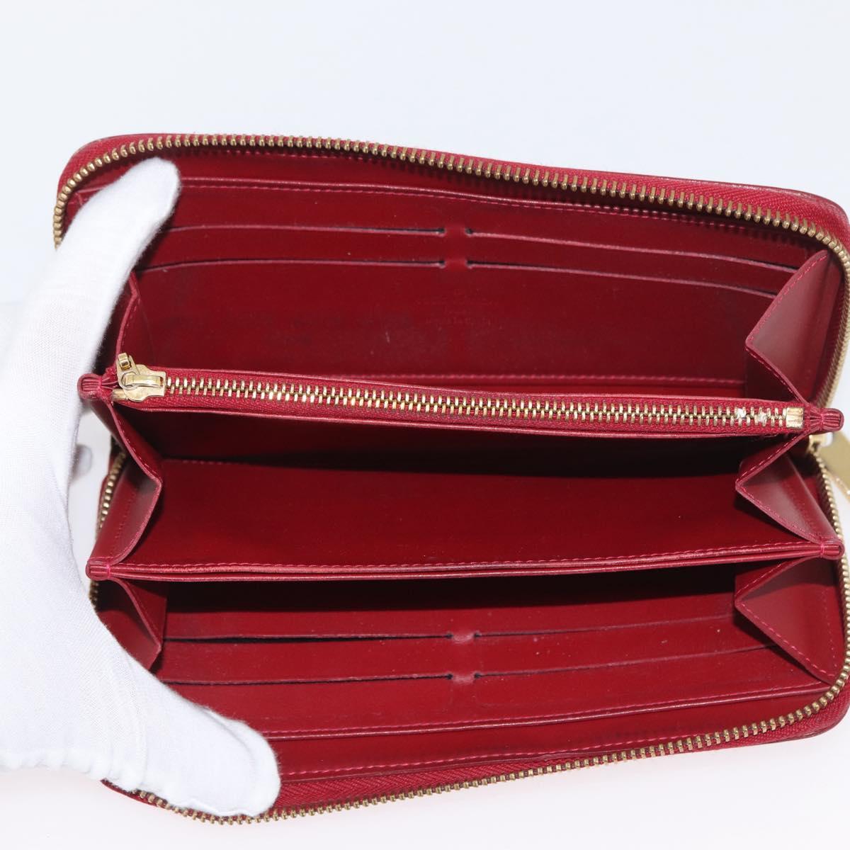LOUIS VUITTON Monogram Vernis Zippy Wallet Long Wallet Red M90200 Auth bs33958