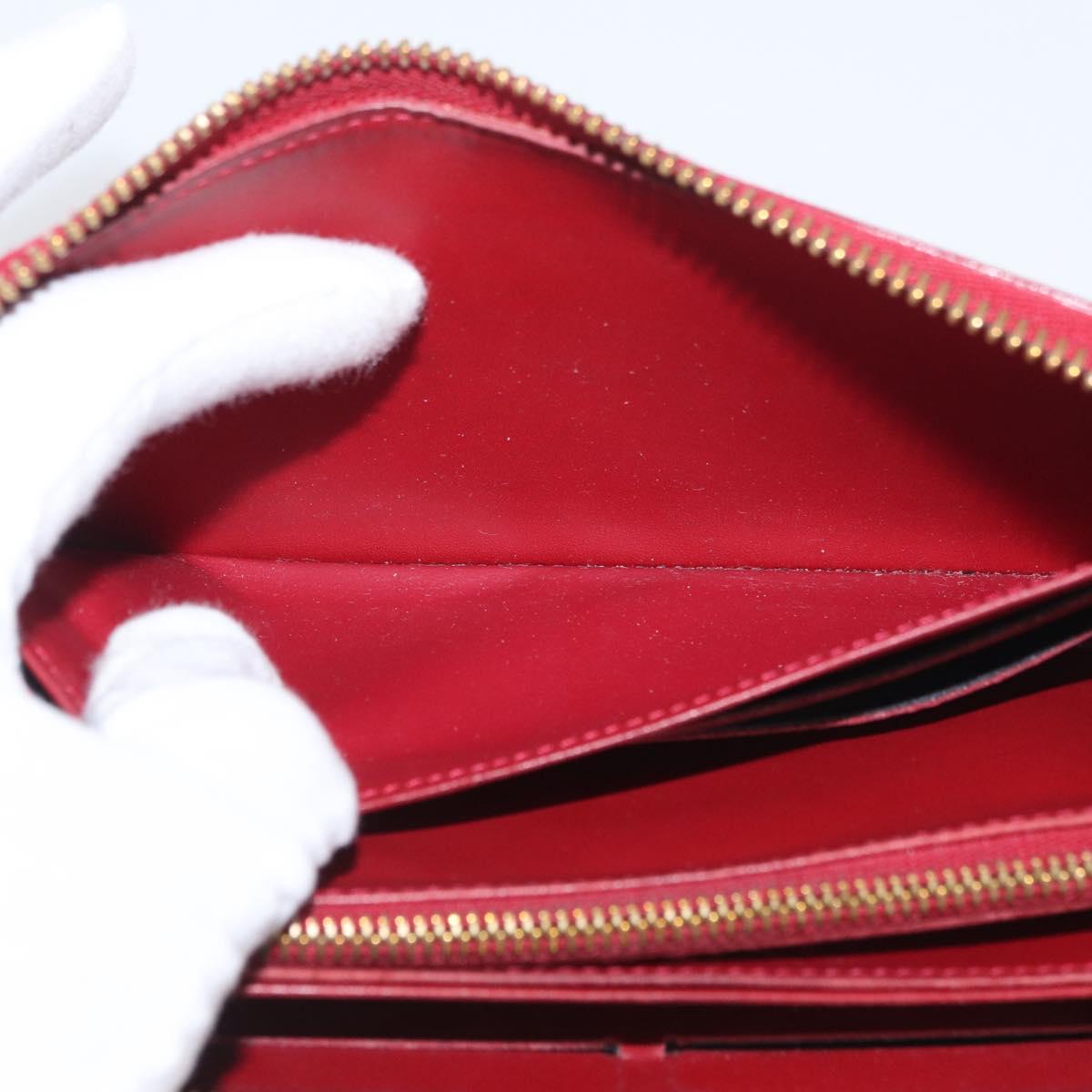 LOUIS VUITTON Monogram Vernis Zippy Wallet Long Wallet Red M90200 Auth bs33958
