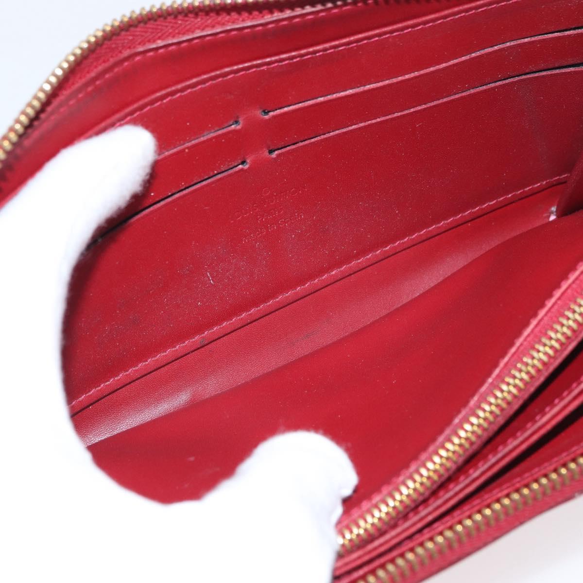 LOUIS VUITTON Monogram Vernis Zippy Wallet Long Wallet Red M90200 Auth bs33958