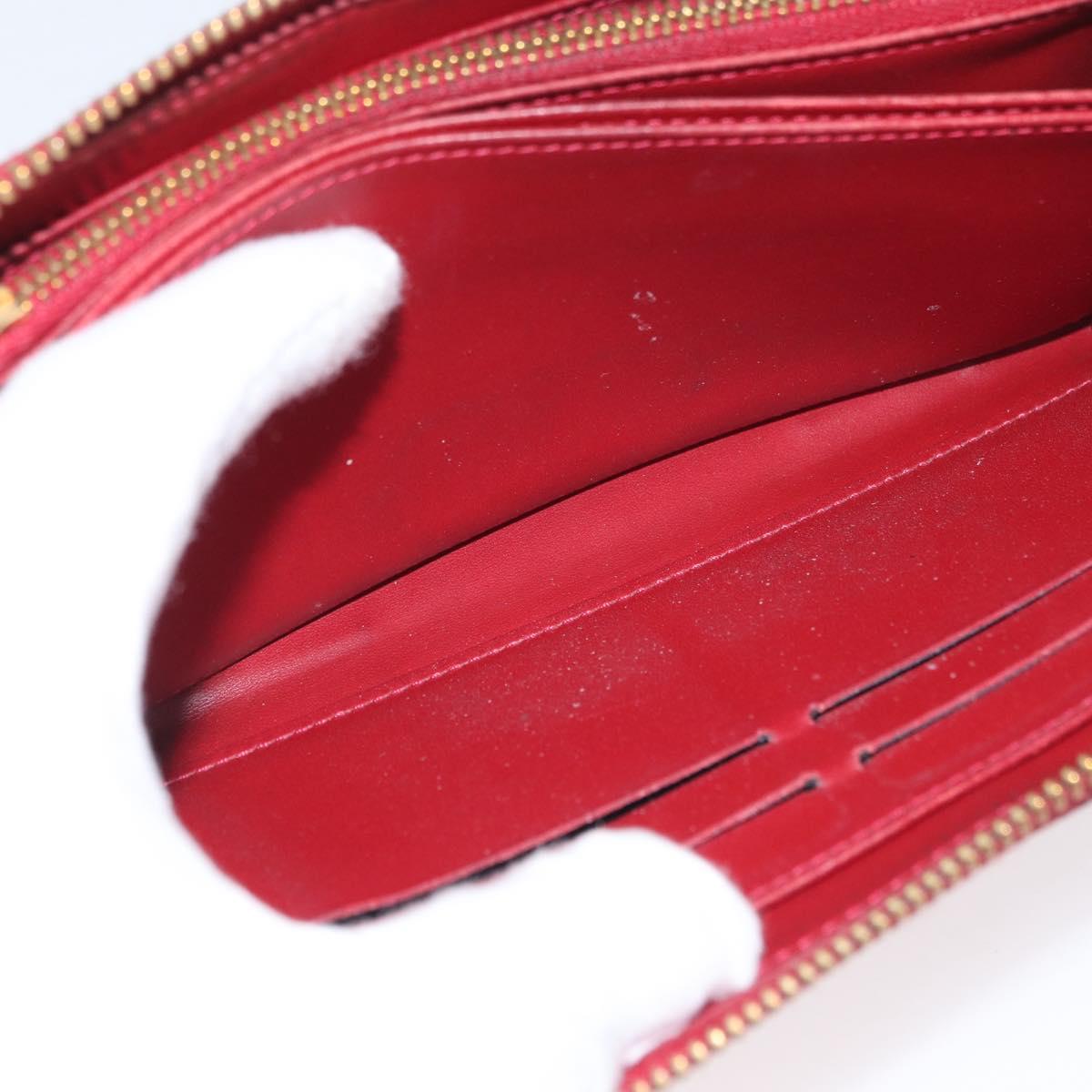LOUIS VUITTON Monogram Vernis Zippy Wallet Long Wallet Red M90200 Auth bs33958