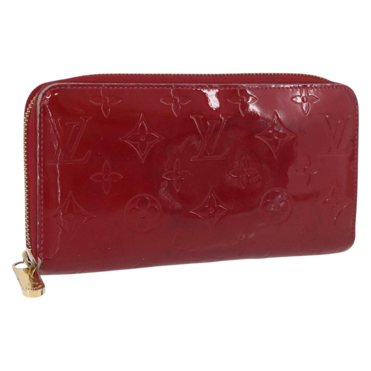 LOUIS VUITTON Monogram Vernis Zippy Wallet Long Wallet Red M90200 Auth bs33958
