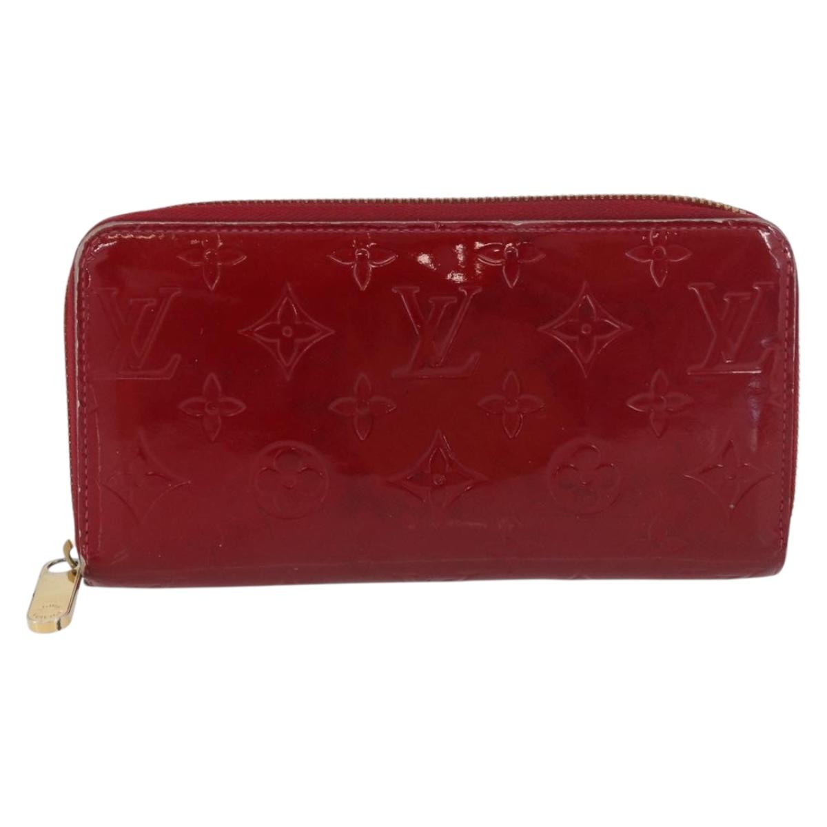 LOUIS VUITTON Monogram Vernis Zippy Wallet Long Wallet Red M90200 Auth bs33958