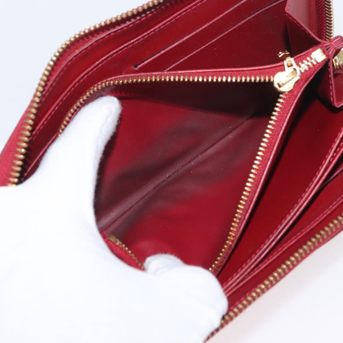 LOUIS VUITTON Monogram Vernis Zippy Wallet Long Wallet Red M90200 Auth bs33958