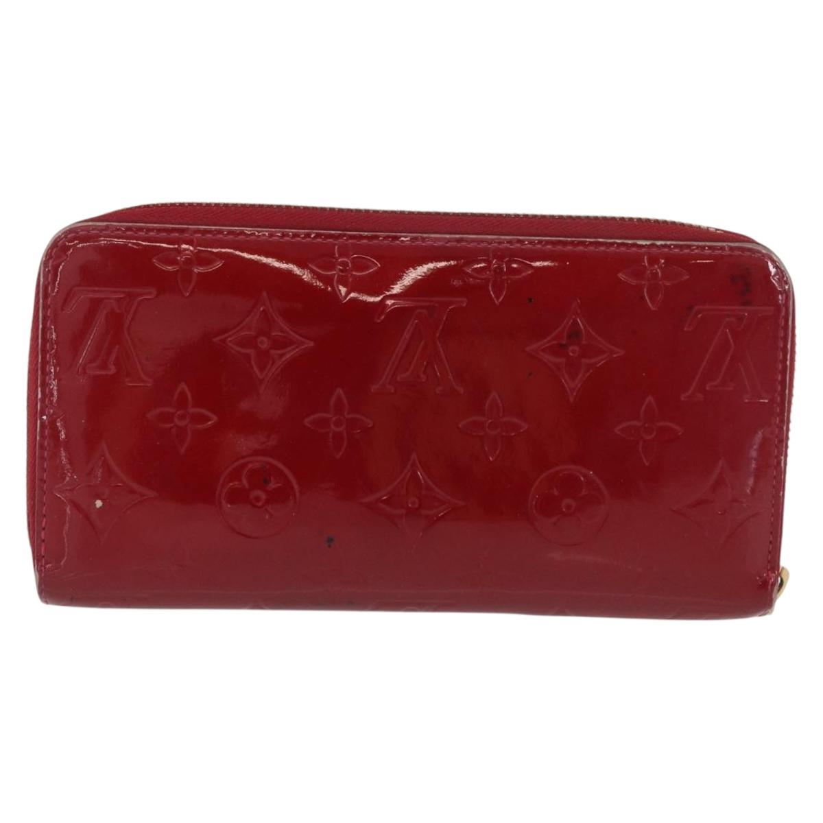 LOUIS VUITTON Monogram Vernis Zippy Wallet Long Wallet Red M90200 Auth bs33958