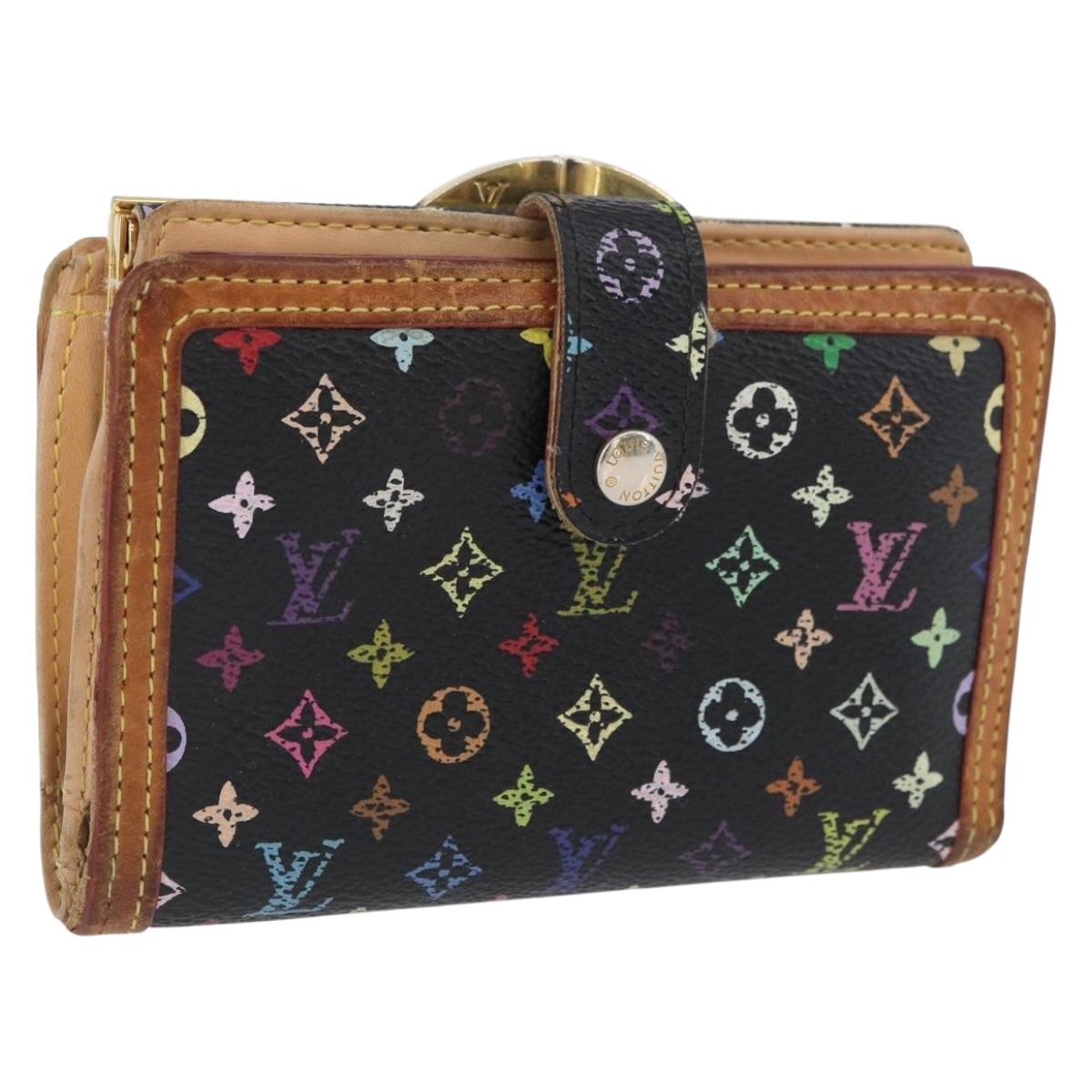 LOUIS VUITTON Multicolor Portefeuille Viennois Wallet Black M92988 Auth bs33960