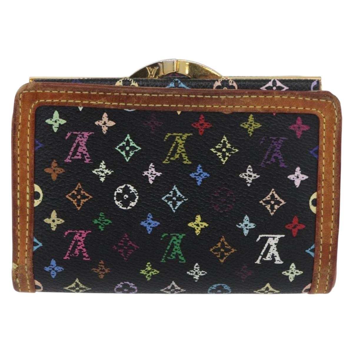 LOUIS VUITTON Multicolor Portefeuille Viennois Wallet Black M92988 Auth bs33960