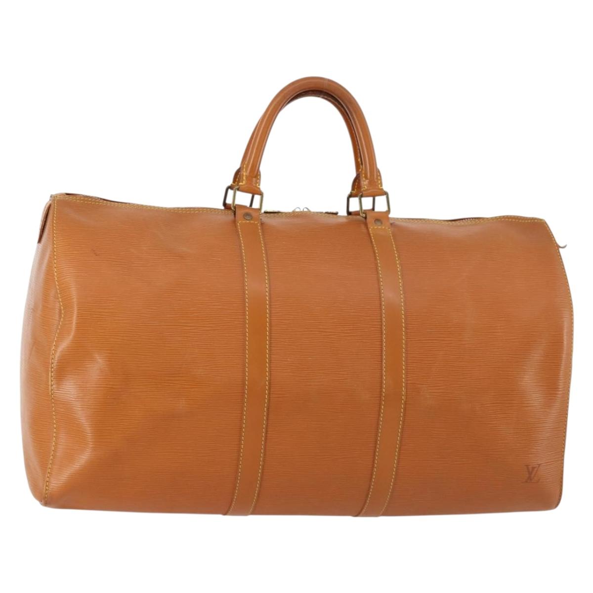 LOUIS VUITTON Epi Keepall 50 Boston Bag Brown M42968 LV Auth bs33962