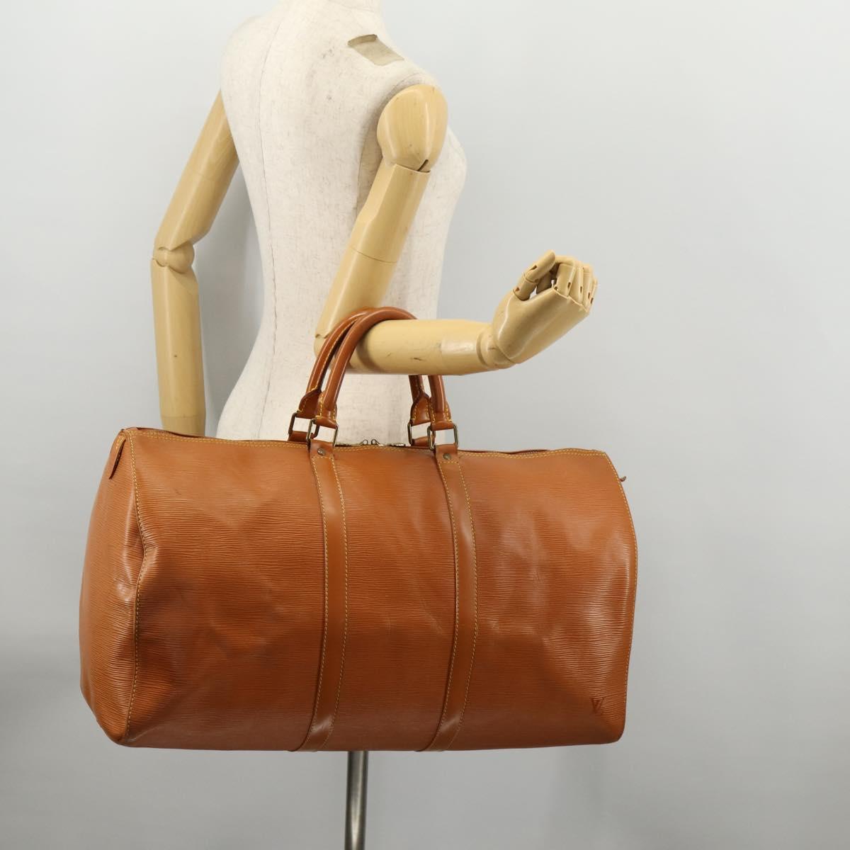 LOUIS VUITTON Epi Keepall 50 Boston Bag Brown M42968 LV Auth bs33962