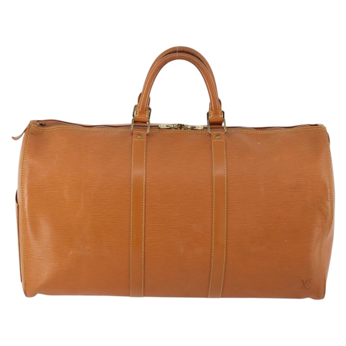 LOUIS VUITTON Epi Keepall 50 Boston Bag Brown M42968 LV Auth bs33962