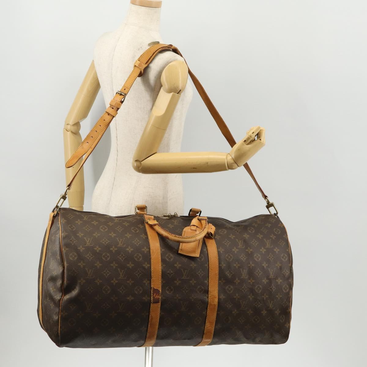 LOUIS VUITTON Monogram Keepall Bandouliere 60 Boston Bag M41412 LV Auth bs33965