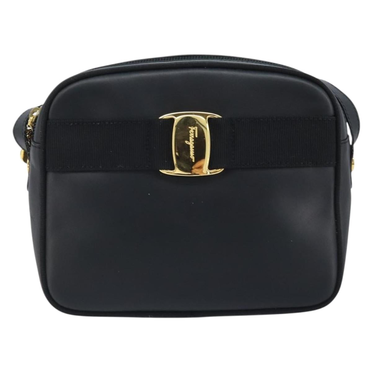 LOEWE Shoulder Bag Leather Brown Gold Auth bs33967