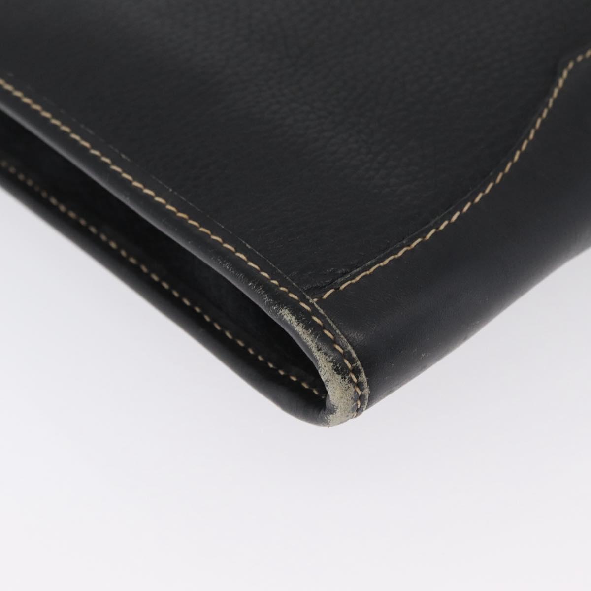 LOEWE Briefcase Leather Black Gold Auth bs33968