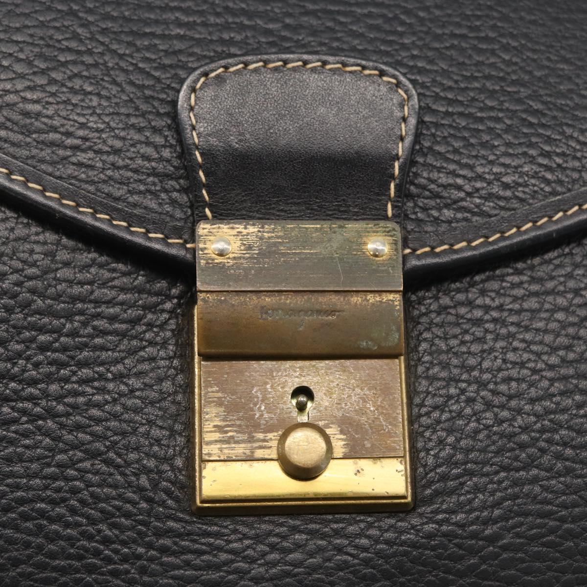 LOEWE Briefcase Leather Black Gold Auth bs33968