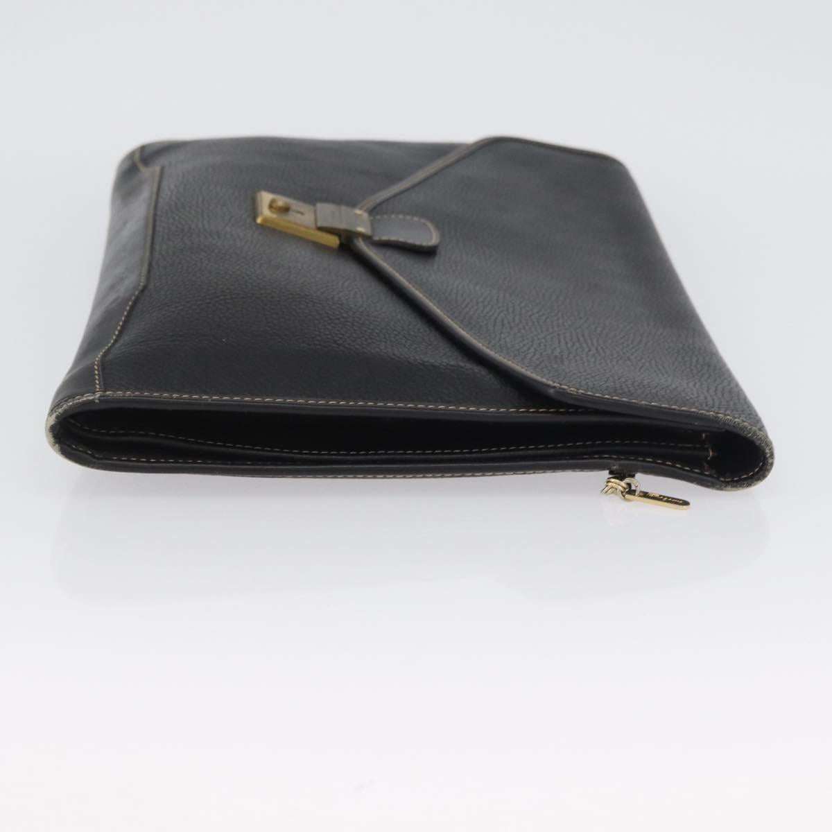 LOEWE Briefcase Leather Black Gold Auth bs33968