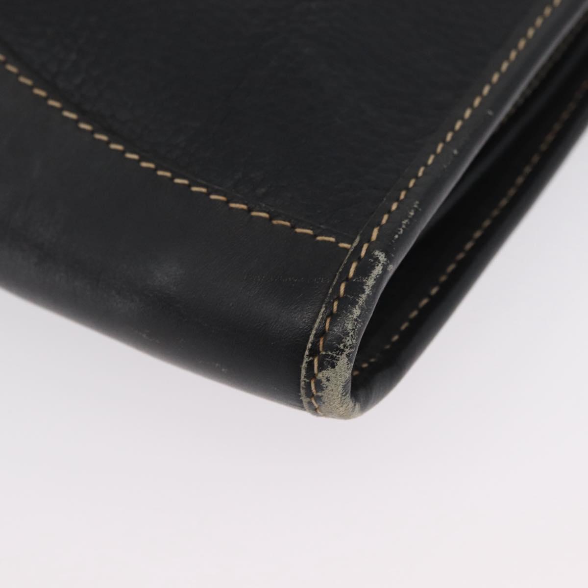 LOEWE Briefcase Leather Black Gold Auth bs33968