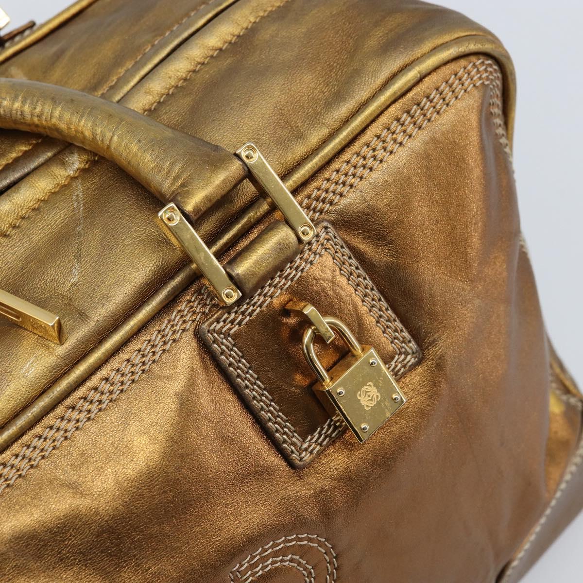 LOEWE Anagram Amazona 36 Hand Bag Leather Gold Tone Auth bs33969