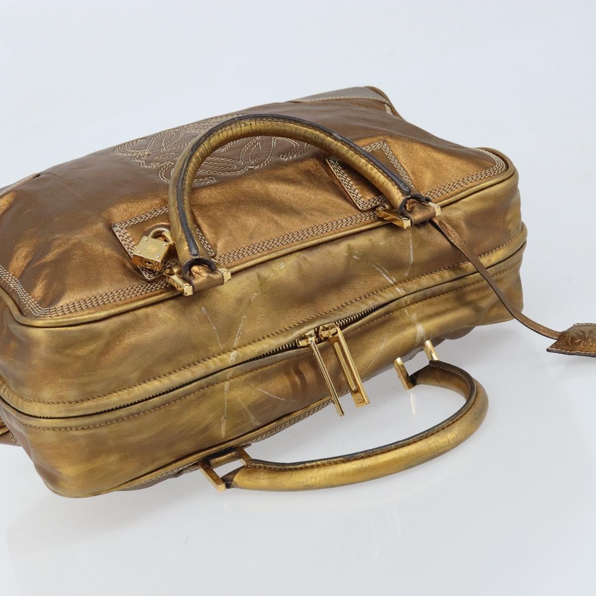 LOEWE Anagram Amazona 36 Hand Bag Leather Gold Tone Auth bs33969