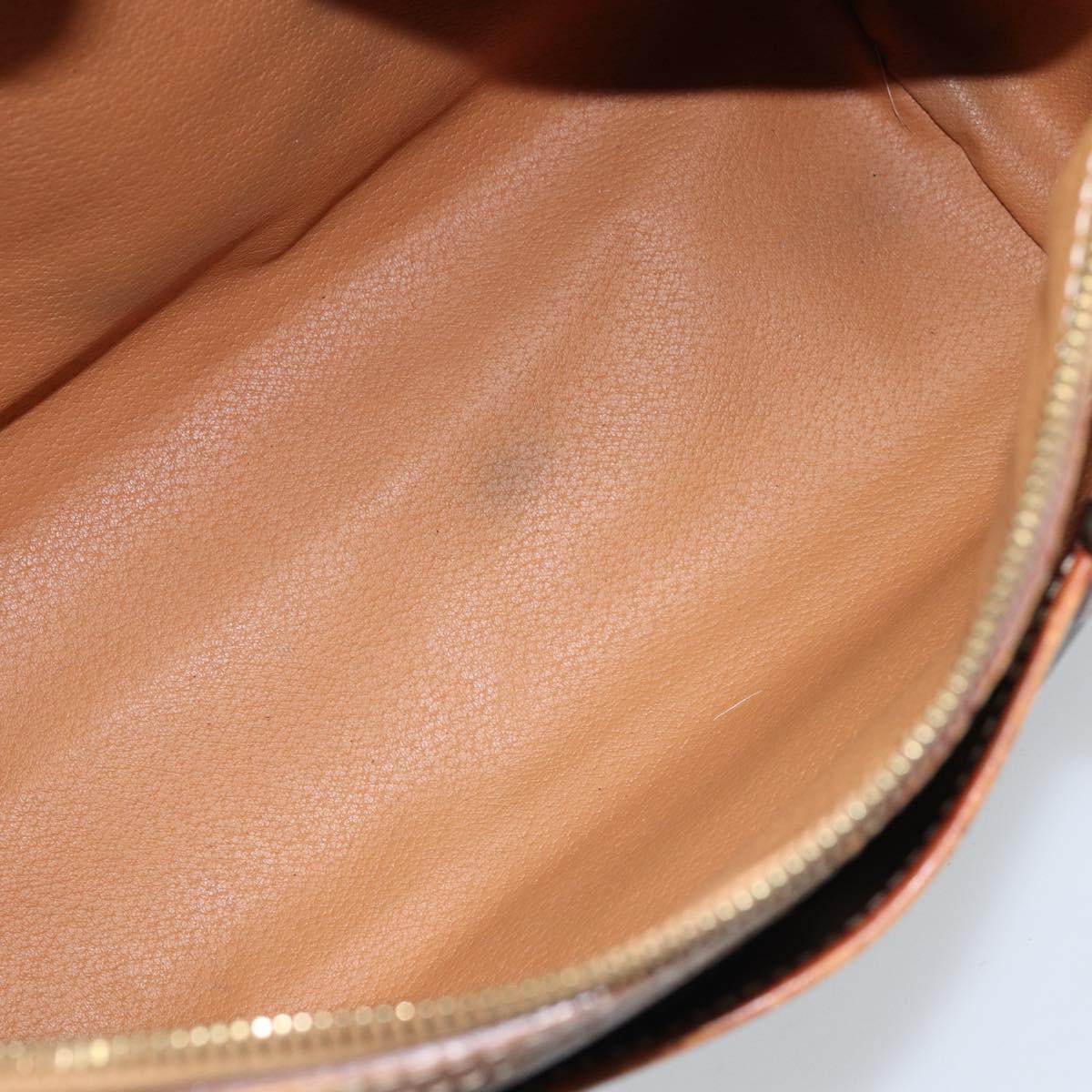 CELINE Macadam Canvas Hand Bag PVC Leather Brown Gold Auth bs33971