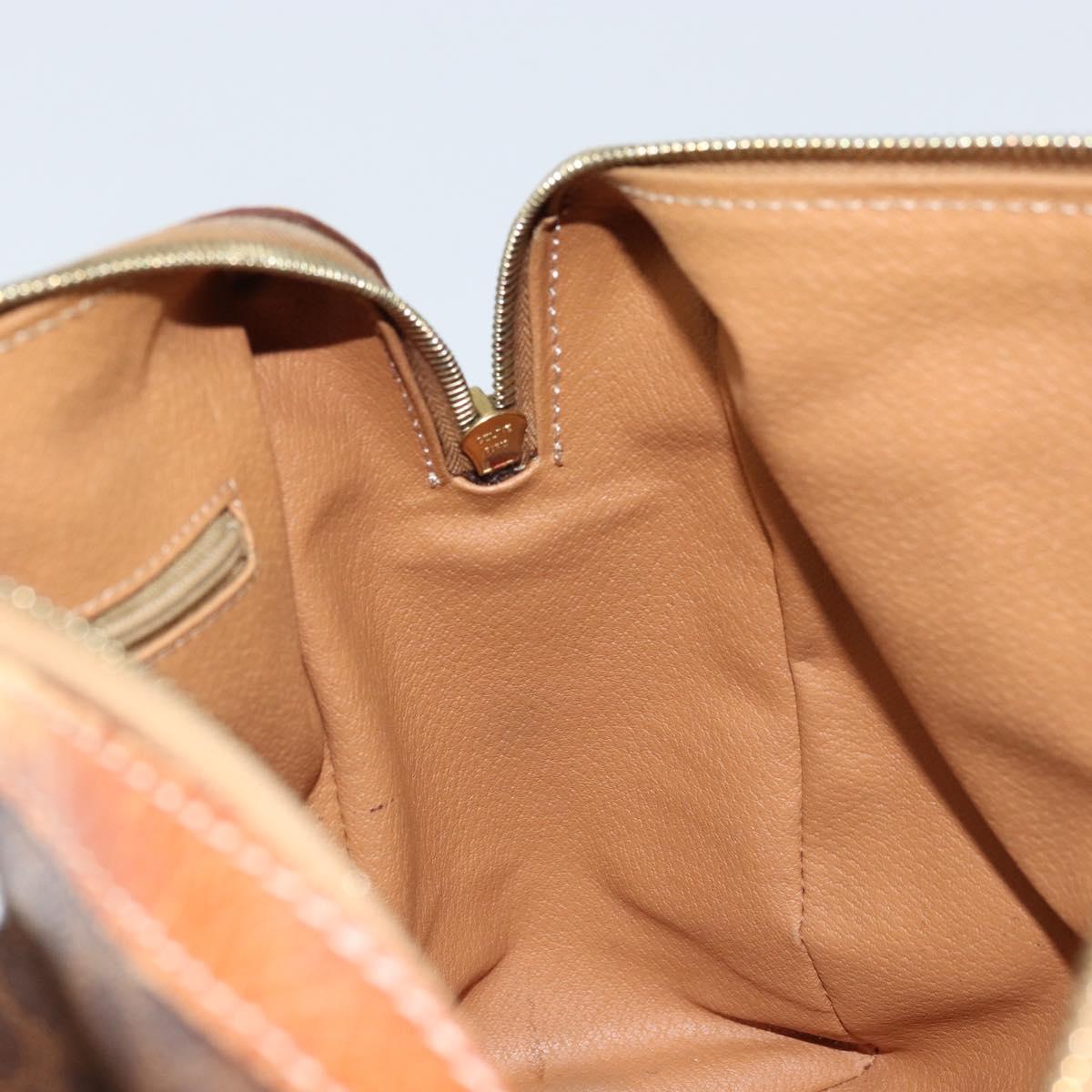 CELINE Macadam Canvas Hand Bag PVC Leather Brown Gold Auth bs33971